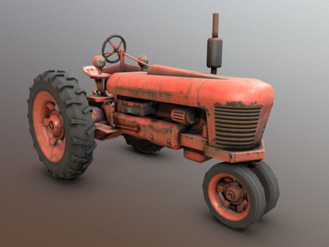  旧生锈拖拉机3d模型 
