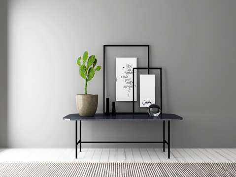  北欧端景条案 边柜 摆件柜 桌子3d模型 