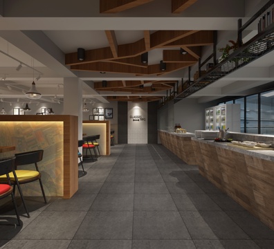  现代简约火锅店 餐桌椅3d模型 