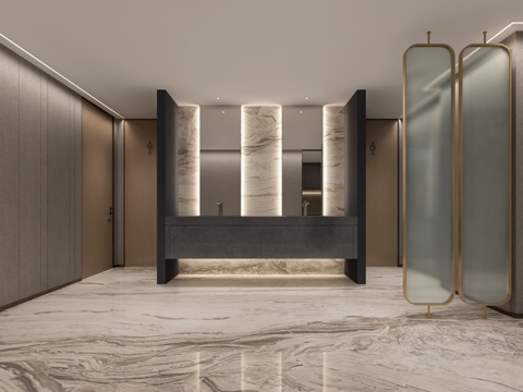 现代公共卫生间 现代盥洗间3d模型