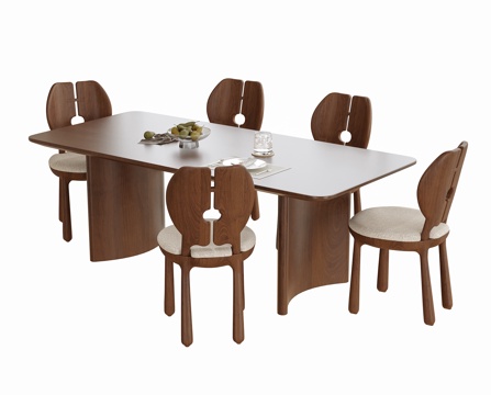 现代餐桌椅 餐椅su模型