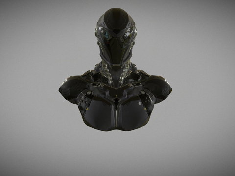  科幻飞梭半身像3d模型 