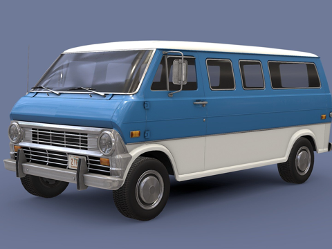  复古厢式货车3d模型 