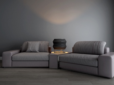  后现代风格沙发 客厅沙发 角几 台灯组合3d模型 