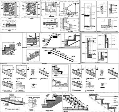 楼梯台阶踏步石材暗藏灯带工艺剖面详图节点大样CAD素材图库cad施工图