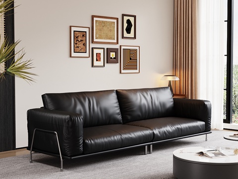  现代客厅 包豪斯沙发 沙发茶几组合 三人沙发3d模型 