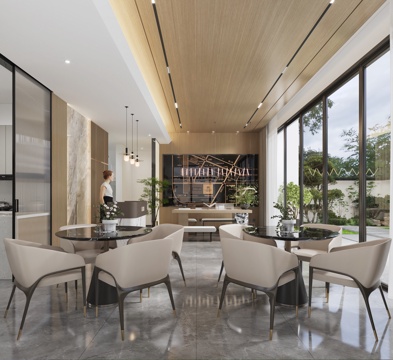  现代售楼处洽谈区茶水区3d模型 