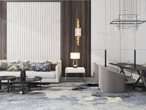  现代沙发茶几桌椅 餐桌椅 吊灯 壁灯 台灯3d模型 