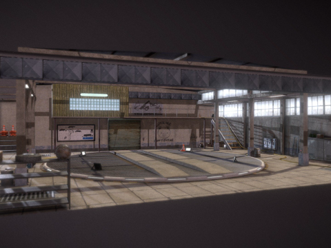  公交车车库3d模型 