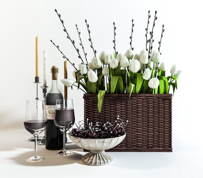  现代室内植物饰品组合3d模型 