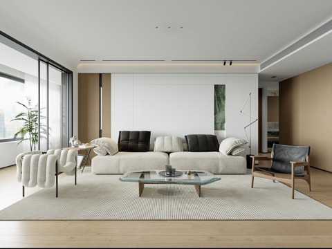  现代客厅3d模型 