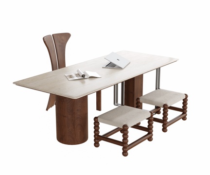  现代书桌椅3d模型 