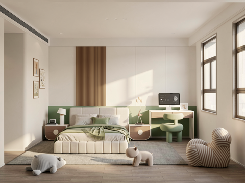 现代卡通网红儿童房su模型