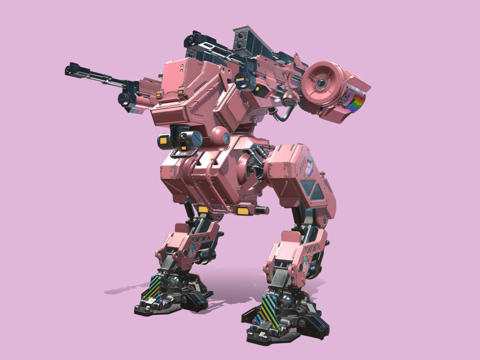  粉色机甲3d模型 