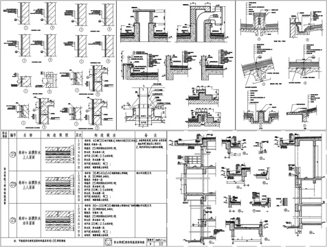 外墙防水屋面防水露台防水女儿墙泛水剖面详图节点大样CAD素材cad施工图