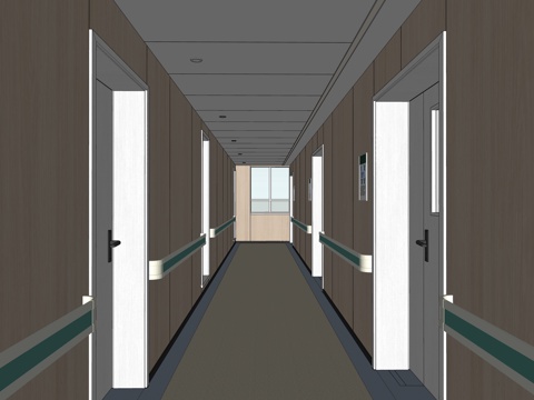 现代医院走廊su模型