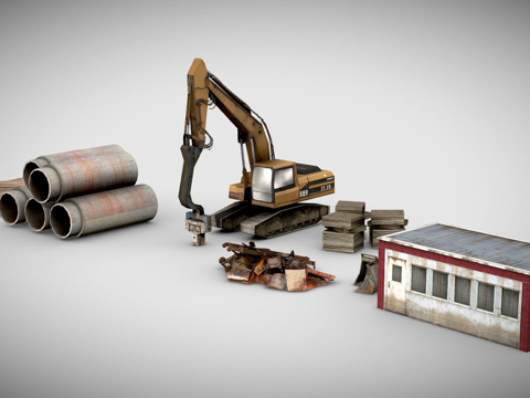  低多边形建筑资产3d模型 