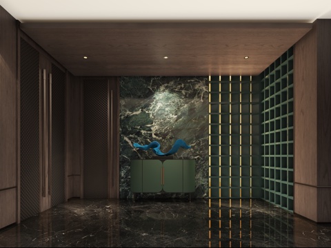  酒店会所走廊玄关3d模型 