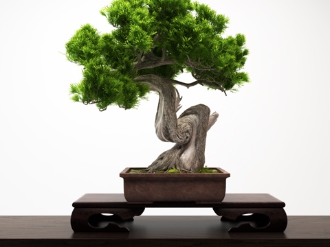  新中式盆栽3d模型 