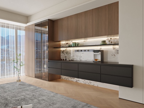  意式酒柜3d模型 