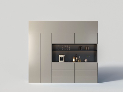  现代米色酒柜3d模型 