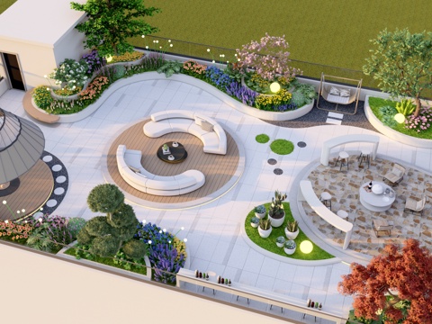 现代屋顶花园su模型