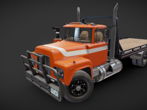  工业平板卡车3d模型 