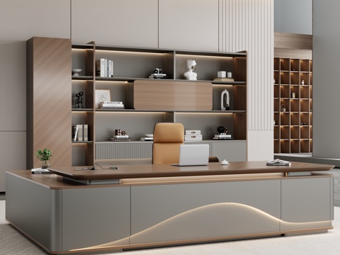 现代 办公室 办公桌椅 老板桌 大班桌 总栽桌 经理桌 班桌3d模型