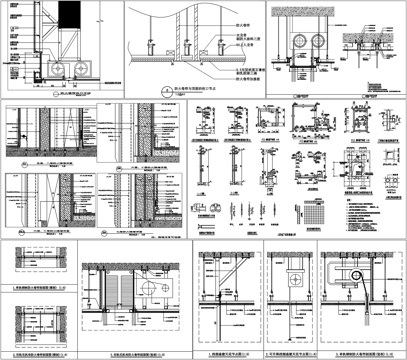 防火人防详图防火卷帘收口剖面详图节点CAD素材图库cad施工图