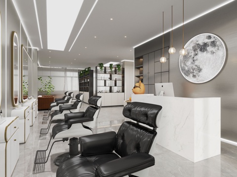  美容美发 理发店3d模型 