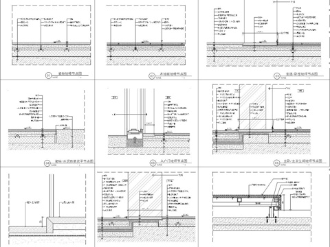 地砖节点 地砖和木地板斜街节点 卫生间节点cad施工图