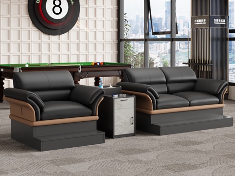  现代 台球室沙发 休闲沙发 卡座沙发3d模型 
