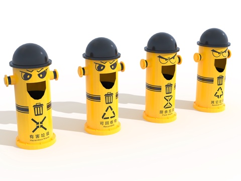  铁艺网红工业风垃圾桶3d模型 