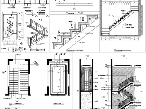 楼梯大样图钢结构楼梯详图圆弧楼梯详图CAD素材图库cad施工图