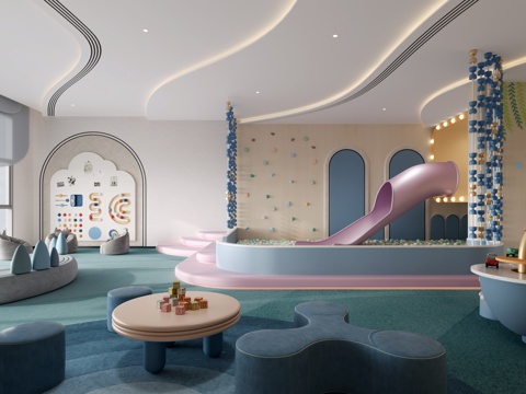  现代儿童游乐场3d模型 