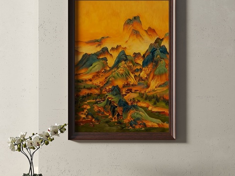  复古，中古，装饰画3d模型 