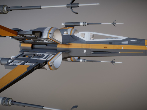  波·达默龙黑色X翼战斗机（原力觉醒）3d模型 