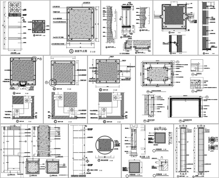 包柱发光柱大理石柱子铝板圆柱石材柱剖面详图节点CAD素材图库cad施工图