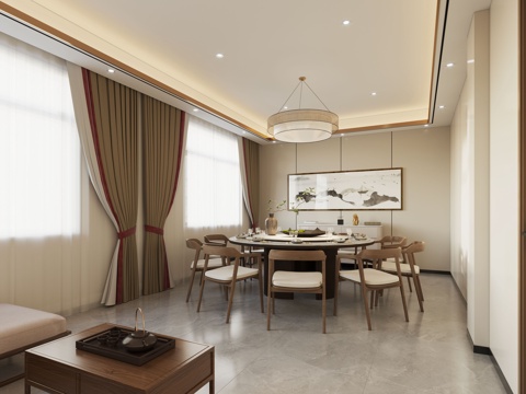  新中式包房3d模型 