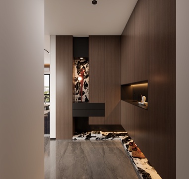  意式轻奢玄关过道3d模型 