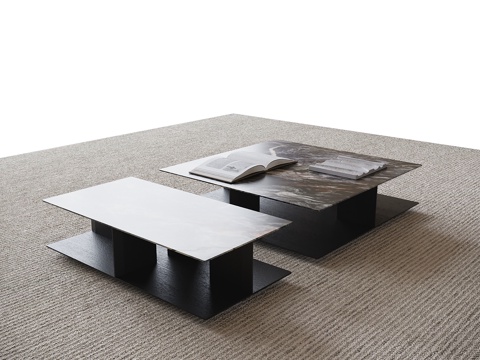  现代茶几 地毯su模型 