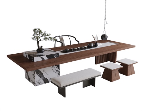  现代茶桌椅3d模型 