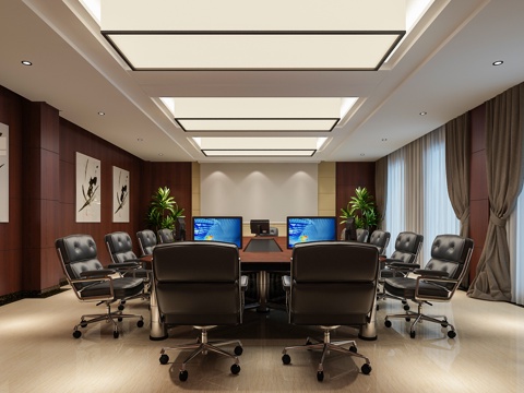  现代会议室 小型会议室3d模型 