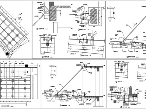 混凝土雨蓬玻璃雨棚入口雨蓬钢雨蓬剖面详图节点大样CAD素材图cad施工图