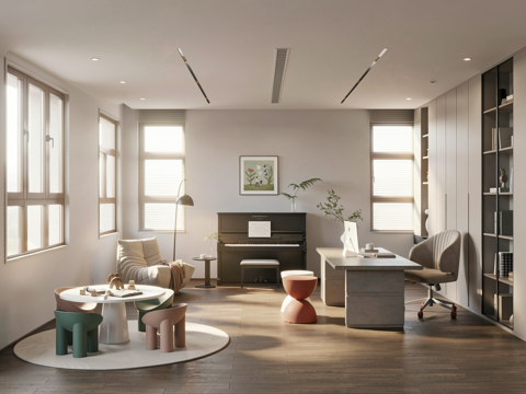 现代休闲娱乐室儿童书房su模型