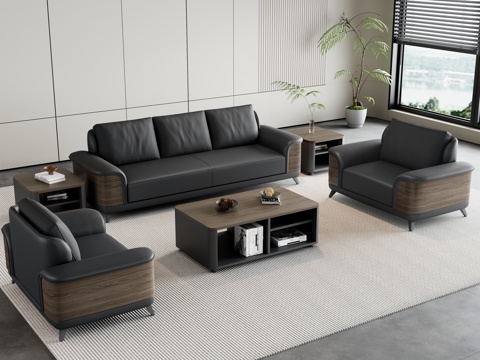 现代办公沙发 办公沙发茶几组合 办公室沙发3d模型