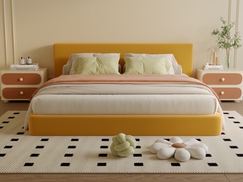  儿童房双人床3d模型 