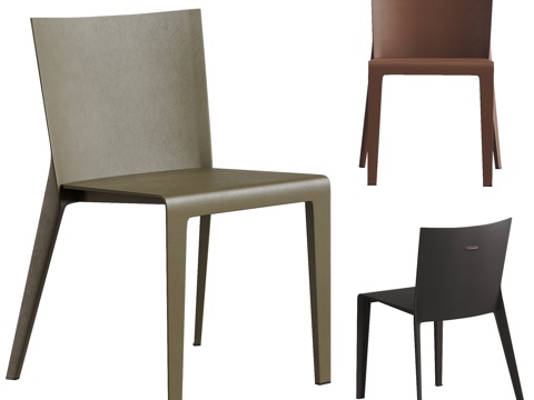  现代意式餐椅组合 单椅 休闲椅 皮椅3d模型 