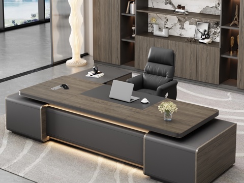 现代办公室 总裁办公室 总经理办公室 大班桌 老板桌 班台桌3d模型 