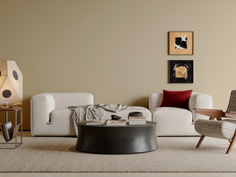  中古风沙发茶几组合 茶几 休闲椅 三人沙发 客厅沙发 凳子3d模型 